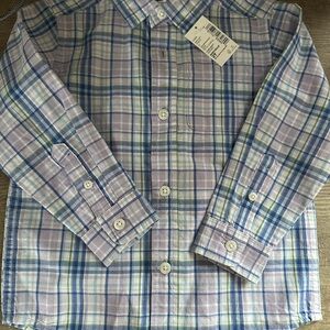 The Children's Place Plaid Button Down Shirt - Blue, Green, Purple